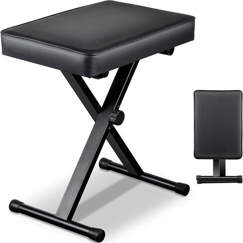 Smartxchoices Adjustable Piano Bench Padded Keyboard X-Style Bench Piano Stool Guitar Chair Piano Stand, Black in Kuwait