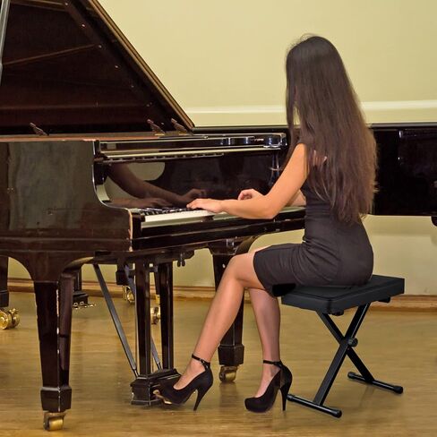 Smartxchoices Adjustable Piano Bench Padded Keyboard X-Style Bench Piano Stool Guitar Chair Piano Stand, Black in Kuwait