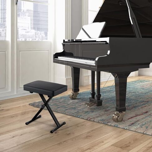Smartxchoices Adjustable Piano Bench Padded Keyboard X-Style Bench Piano Stool Guitar Chair Piano Stand, Black in Kuwait