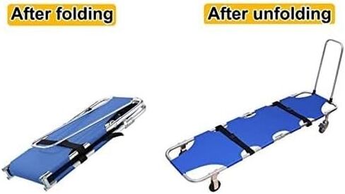 Folding Portable Stretcher with 4 Wheels - Lightweight Aluminum Emergency Rescue Stretcher for Hospital, Clinic, Home Care, and Sports - 350lb Capacity in Saudi Arabia
