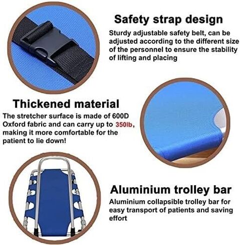 Folding Portable Stretcher with 4 Wheels - Lightweight Aluminum Emergency Rescue Stretcher for Hospital, Clinic, Home Care, and Sports - 350lb Capacity in Saudi Arabia