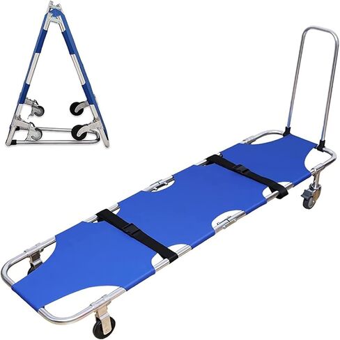 Folding Portable Stretcher with 4 Wheels - Lightweight Aluminum Emergency Rescue Stretcher for Hospital, Clinic, Home Care, and Sports - 350lb Capacity in Saudi Arabia