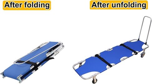 Folding Portable Stretcher with 4 Wheels - Lightweight Aluminum Emergency Rescue Stretcher for Hospital, Clinic, Home Care, and Sports - 350lb Capacity in Saudi Arabia