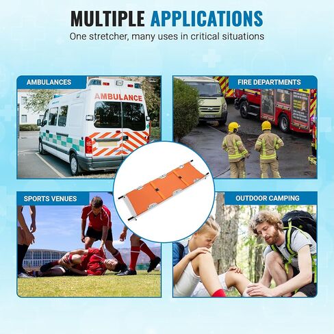 Primacare FS-3205 Foldable Emergency Medical Stretcher – Portable Patient Transport with Carry Bag, Backpack Straps, Heavy Duty Handles & Rubber Feet – Lightweight & Durable in Saudi Arabia