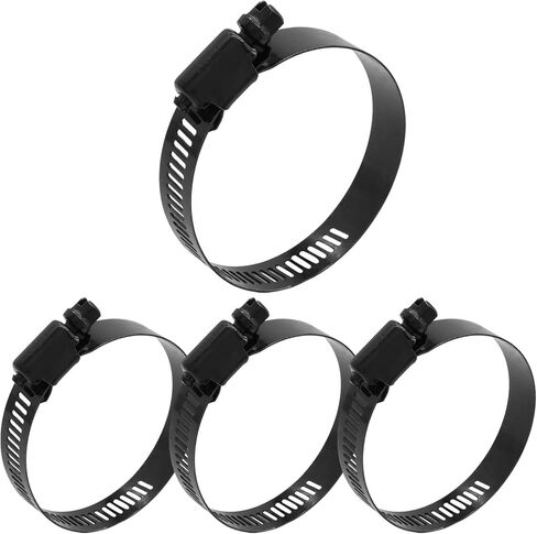 Piutouyar 2 Pcs 6 Inch Worm Gear Hose Clamp, Adjustable 130 mm - 152 mm Size Range, Black Large Hose Clamps 304 Stainless Steel Gear Duct Clamp for Automotive, Fuel Line, Mechanical Application in Saudi Arabia