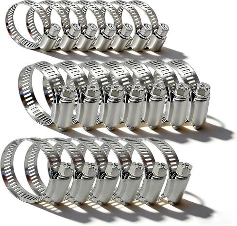 Hose Clamps,3 Size Stainless Steel Screw Clamp Adjustable,Duct Clamp for Automotive, Fuel Line, Garden, Heater, Radiator Tube Pipe (20PCS(16-25mm/22-32mm/25-38mm)) in Saudi Arabia