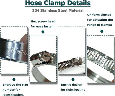 Hose Clamps,3 Size Stainless Steel Screw Clamp Adjustable,Duct Clamp for Automotive, Fuel Line, Garden, Heater, Radiator Tube Pipe (20PCS(16-25mm/22-32mm/25-38mm)) in Saudi Arabia