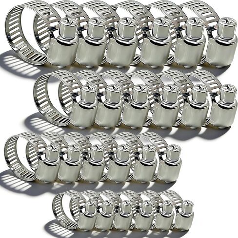 Hose Clamps,3 Size Stainless Steel Screw Clamp Adjustable,Duct Clamp for Automotive, Fuel Line, Garden, Heater, Radiator Tube Pipe (20PCS(16-25mm/22-32mm/25-38mm)) in Saudi Arabia