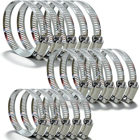 Hose Clamps,3 Size Stainless Steel Screw Clamp Adjustable,Duct Clamp for Automotive, Fuel Line, Garden, Heater, Radiator Tube Pipe (20PCS(16-25mm/22-32mm/25-38mm)) in Saudi Arabia