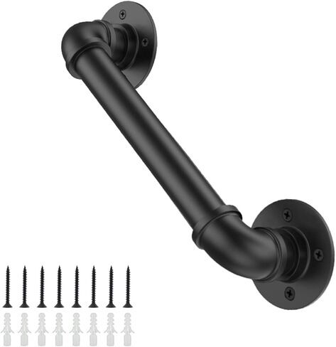 Willstar 9FT Industrial Staircase Handrail Non-Slip Pipe Bar Foot Rail Wall Mount Stair Rail Vintage Grab Bar for Steps Black Iron Pipe Handrail for Outdoor Indoor Stairs Loft Porch Hand Rail (9ft) in Saudi Arabia