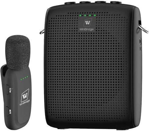 WinBridge Wireless Voice Amplifier for Teachers - Lapel Mic System Saves Your Voice | 15W Portable PA System with Bluetooth, 12H+ Battery, Auto-Pairing | No Headset, Ultra-Light 18.3g Clip Mic WB005N in Kuwait
