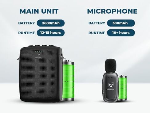 WinBridge Wireless Voice Amplifier for Teachers - Lapel Mic System Saves Your Voice | 15W Portable PA System with Bluetooth, 12H+ Battery, Auto-Pairing | No Headset, Ultra-Light 18.3g Clip Mic WB005N in Kuwait