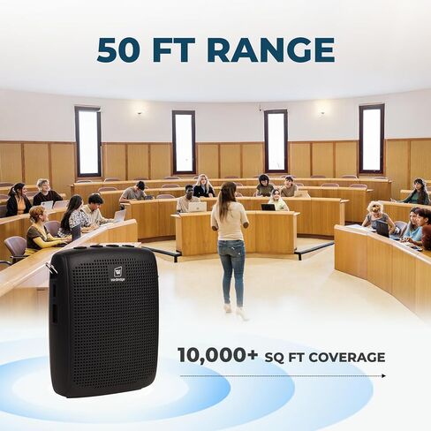 WinBridge Wireless Voice Amplifier for Teachers - Lapel Mic System Saves Your Voice | 15W Portable PA System with Bluetooth, 12H+ Battery, Auto-Pairing | No Headset, Ultra-Light 18.3g Clip Mic WB005N in Kuwait