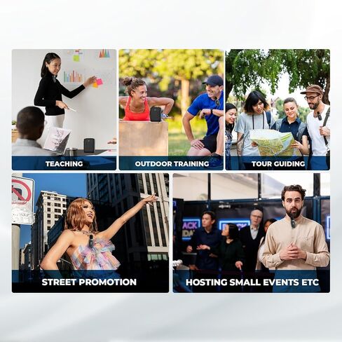 WinBridge Wireless Voice Amplifier for Teachers - Lapel Mic System Saves Your Voice | 15W Portable PA System with Bluetooth, 12H+ Battery, Auto-Pairing | No Headset, Ultra-Light 18.3g Clip Mic WB005N in Kuwait