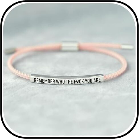 Remember Who The F You Are Tube Bracelet For Women Men, 18k Gold Handmade Trendy Charms Adjustable Stainless Steel inspirational Bangle Bracelet for Teen Girls Cool Jewelry Gifts in Kuwait