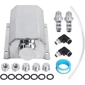 Coolant Radiator Tank Reservoir Expansion Overflow Tank Universal 1L Aluminum Black