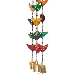 قبيلة أزور التجارة العادلة الطيور بوهو جدار ديكور جرس معلق، جدار الباب غرفة المعيشة غرفة نوم الفن ديكور ملون الحيوان البوهيمي الهبي الغجر الرنين العرقي in Kuwait