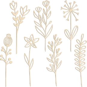 Wooden Flowers Wildflower Wall Decor 7 Pcs Colorable Wood Flowers Cutout Signs Boho Nursery Decor for Girl Baby Bedroom Living Room Home Decoration Bohemian Wall Hanging Art for DIY Crafts (b)