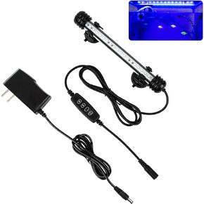 iKefe 7.5" White & Blue Submersible LED Aquarium Fish Tank Light with Timer/Dimmable Underwater Fish Tank Aquarium LED Lights Fixture for Saltwater Freshwater Fish, Plant Grow, Coral Reef Decorations