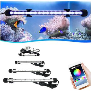 8-59 Inch Submersible LED Aquarium Lights with Timer 7/24 On/Off Automatic, RGB Fish Tank Light, 16 Millions Colors App Bluetooth Controller Aquarium Lighting Color Changing