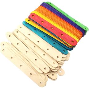 100PCS DIY Popsicle Stick Wood Sticks ice Cream Stick Wood Craft Sticks Popsicles Sticks with Holes Toy Labels Model Accessories Natural Wooden Sticks Bamboo Materials Plant Child