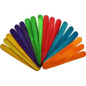 Colored Jumbo Craft Sticks, Wood Craft Sticks 6 Inch (Pack of 100)