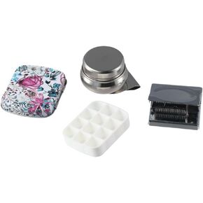 4 Set Portable Mini Tin Box, Purple Flower 12-Well Empty Watercolor Palette, Mini Paint Palette Travel Watercolor Kit