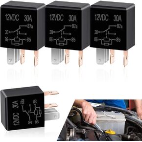 4 قطع مجموعة مفاتيح مرحل السيارات، 5 دبابيس DC 12V 30A SPST مقاومة للماء شديدة التحمل، ملحقات تعديل استبدال المحركات، متوافقة مع معظم موديلات السيارات (أسود)