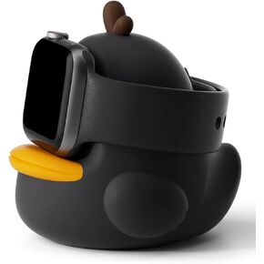 ELETIUO Charger Stand for Apple Watch Series 49/45/44/42/41/40/38mm iWatch Ultra2/Ultra/9/8/SE2/7/6/SE/5/4/3/2/1,Cute Duck Silicone Charging Dock Station Compatible with Night Stand Mode,Yellow