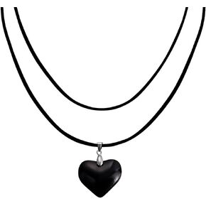 Bubble Puffy 1.18In Heart Necklace Chunky Love Pendant Statement Necklaces Goth Grunge Adjustable Cord Choker Y2K Accessories For Teens Prom Halloween