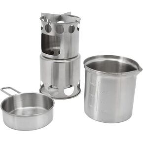 Camping Pot Set Stainless Steel Camping Cookware Kit Lightweight Hiking Cookset Portable Camping Stove Cooking Pot Set for Outdoor Backpacking