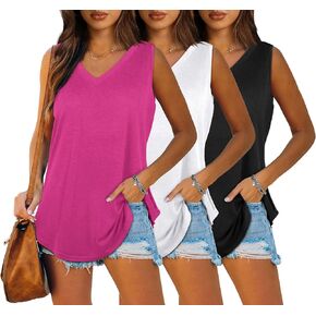 OFEEFAN Womens Tank Tops V Neck Summer Tops Loose Fit Sleeveless Tops 2Pack/3Pack in Kuwait