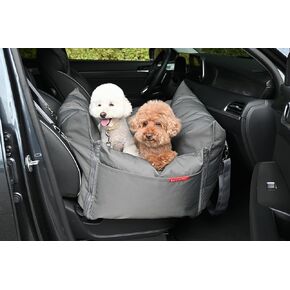 مقعد سيارة معزز للحيوانات الأليفة للكلاب والقطط الكبيرة ووسادة سرير مع حزام للقيادة الطويلة مصنوع من مواد مقاومة للخدش ومقاومة للماء (كبير، رمادي) in Kuwait