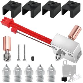 Sprite Extruder Upgrade Heater Block Kit for Creality, Ender 3 S1 Pro Hotend with 5 Copper Plated Nozzles and 4 Silicone Socks, Fit for Ender 3 S1, Ender 3 S1 Pro, CR10 Smart Pro