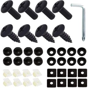 8 Sets Rustproof License Plate Screws Kit, Anti-Vibration Anti-Theft Car License Bolts, Self Tapping Mounting Fasteners, Universal for Auto Front and Rear License Plate Frame Cover (Black)