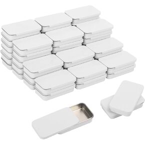 50 PCS 2.36X1.3X0.43 Inch, Slide Top Tin Containers, Tin Box Container, Storage Boxes with Lid for Small Items, Such as Candy, USB Cable, Pills, Earring, Jewelry Craft, Etc