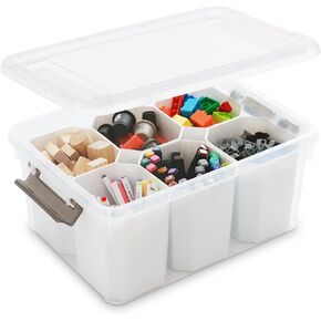 17 Quart Plastic Storage Box with Lid Art & Craft Organizer Storage Containers Boxes with Removable Tray Case Multipurpose Organizer