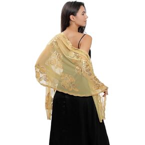 Women's Sparkling Sequin Deco Wedding Scarf for Bride 1920s Shawls and Wraps for Evening Party Dress