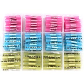 210pcs Heat Shrinkable Terminal Common Intermediate Crimping Terminal Crimp Wire Connector Waterproof Insulated Joint Terminal Assembly