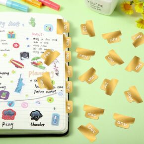 48 Pieces Adhesive Tabs Designer Accessories Monthly Tabs Planner Stickers Decorative Monthly Index Tab for Office Study Planners Organizations (Black)
