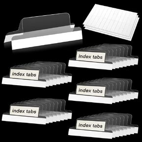 1.5 Inch Insertable Self Adhesive Index Tabs, with Paper Printable Inserts Clear File Folder Tabs Sticky Tabs for Notebooks Plastic File Folder Tabs Clear Sticky Tabs for Book Page (50 Pieces)