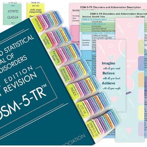 Upgraded DSM-5-TR Tabs, 94 Printed DSM-V-TR Index Tabs with Blank Tabs, Laminated Durable, with Abbreviation Description Cards for Diagnostic and Statistical Manual of Mental Disorders