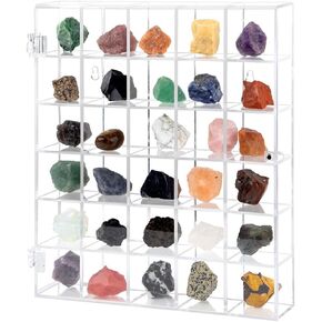 حافظة عرض صخرية شفافة صندوق تجميع أكريليك قابل للتعديل حافظة عرض كريستال معدنية رأس السهم أحجار تخزين المقتنيات حامل منظم أرفف عرض مع غطاء in Kuwait