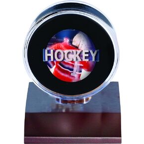 Ultra PRO NHL Dark Wood Puck Holder, Small, Clear