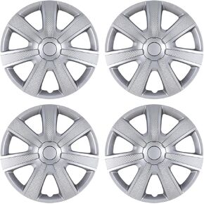 Hubcaps 16 بوصة، غطاء حافة العجلة، أغطية محور R16 عالمية، سهلة التركيب على شاحنة بيك اب السيارة SUV، أغطية العجلات، مجموعة من 4 قطع، 16 بوصة، نسيج فضي وعفن in Kuwait