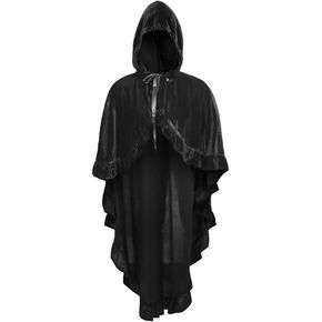 Daisy corsets Women's Black Velvet Hooded Ruffle Cape, One Size