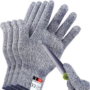 THOMEN 4 PCS (M+L) Cut Resistant Gloves Level 5 Protection for Kitchen, Upgrade Safety Anti Cutting Gloves for Meat Cutting, Wood Carving, Mandolin Slicing and More