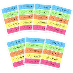 700pcs Sign Here Tabs, Assorted Color Sign Here Stickers, 5 Bright Colors Sign Here Flags, Transparent Please Sign Here Arrow Sticky Notes, 7 Pack
