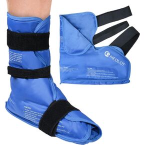 Foot Ankle Ice Pack Wrap, Hot Cold Therapy, Large Reusable Gel Ice Pack for Achilles Tendonitis Relief, Plantar Fasciitis, Heel Pain, Plush Lining, with Strap, Birthday Father's Day Gift