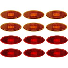 Dream Lighting 12V Trailer Side Marker Light LED 4x1.7 بوصة بيضاوي أحمر / كهرماني LED أضواء علامة التخليص سطح جبل RV Camper Trucks - 6 العنبر و 6 الأحمر in Kuwait